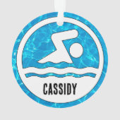 Individuelle Name Schwimmen Schwimmen Weihnachten Ornament (Rückseite)