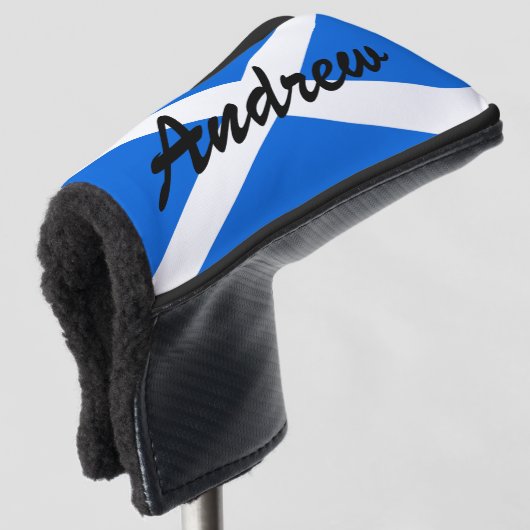 Individuelle Name Scottish Flag Golf Putter Cover Golf Headcover (3/4 Vorderseite)