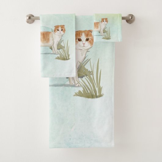 Individuelle Name Scottish Fold Cat Pet Badhandtuch Set (Insitu)