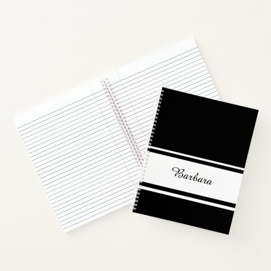 Individuelle Name Script Black/White Office-Gesche Notizblock (Innenseite)