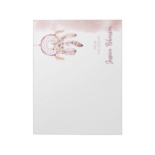 Individuelle Name Script Boho Dream Catcher Wasser Notizblock (Rotiert)