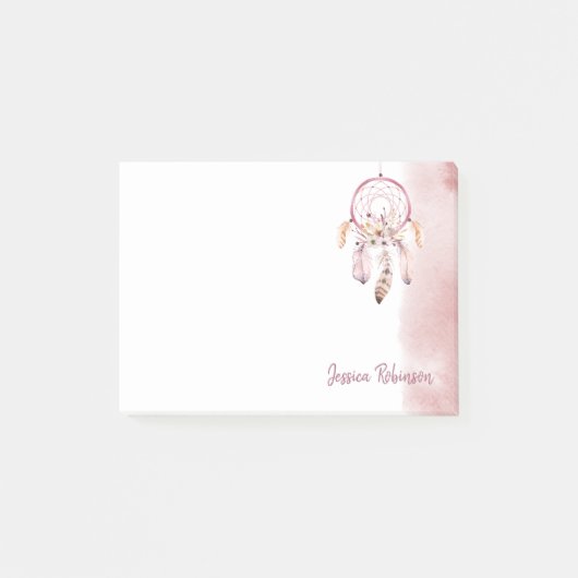 Individuelle Name Script Boho Dream Catcher Wasser Post-it Klebezettel (Vorderseite)
