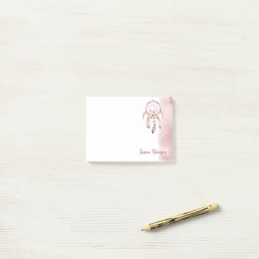 Individuelle Name Script Boho Dream Catcher Wasser Post-it Klebezettel (Auf Schreibtisch)