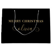Individuelle Name Script Gold Black Large Gift Bag Große Geschenktüte (Vorderseite)