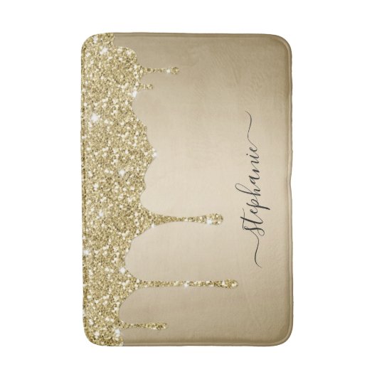 Individuelle Name Script Gold Glitzer Sparkone Badematte (Vorderseite Vertikal)