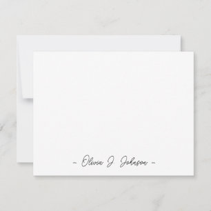 Individuelle Name Script Minimalistisch weiße Noti Mitteilungskarte