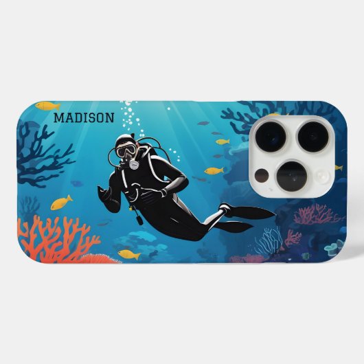 Individuelle Name Scuba Diver Case-Mate iPhone Hülle (Rückseite (Horizontal))