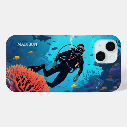 Individuelle Name Scuba Diver Case-Mate iPhone Hülle (Rückseite (Horizontal))
