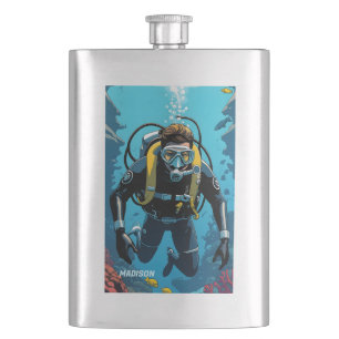 Individuelle Name Scuba Diver Flachmann