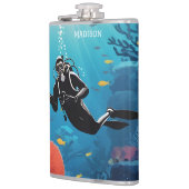 Individuelle Name Scuba Diver Flachmann (Links)