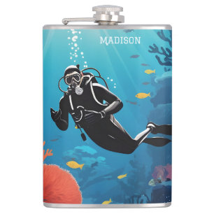 Individuelle Name Scuba Diver Flachmann