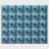 Individuelle Name Scuba Diver Geschenkpapier (Flach)