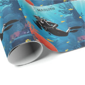 Individuelle Name Scuba Diver Geschenkpapier (Rolleneckpunkt)