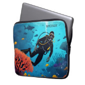 Individuelle Name Scuba Diver Laptopschutzhülle (Vorderseite Links)