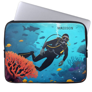 Individuelle Name Scuba Diver Laptopschutzhülle