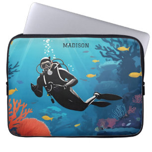 Individuelle Name Scuba Diver Laptopschutzhülle