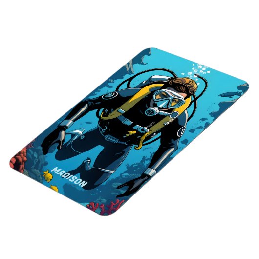Individuelle Name Scuba Diver Magnet (Linke Seite)