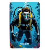 Individuelle Name Scuba Diver Magnet (Vertikal)