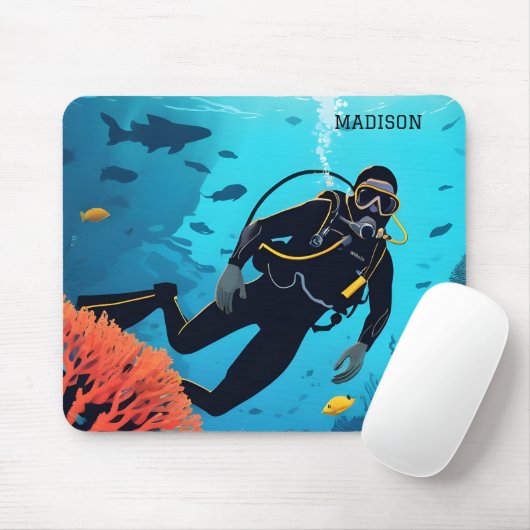 Individuelle Name Scuba Diver Mousepad (Mit Mouse)