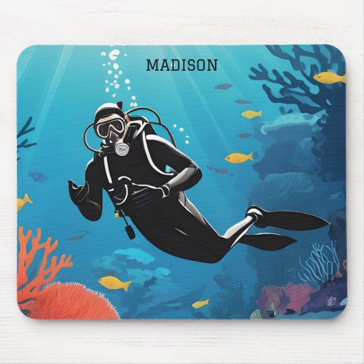 Individuelle Name Scuba Diver Mousepad (Vorne)