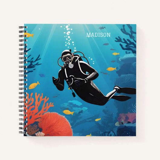 Individuelle Name Scuba Diver Notizblock (Vorderseite)