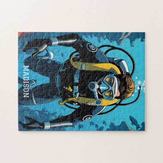 Individuelle Name Scuba Diver Puzzle (Horizontal)