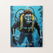 Individuelle Name Scuba Diver Puzzle (Vertikal)