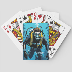 Individuelle Name Scuba Diver Spielkarten