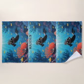 Individuelle Name Scuba Diver Strandtuch (Vorderseite)