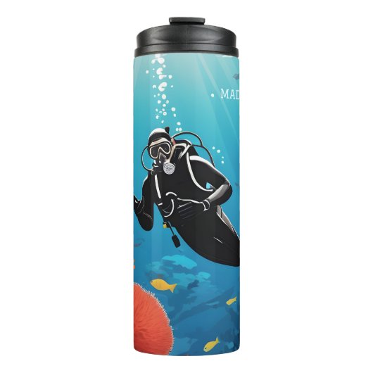 Individuelle Name Scuba Diver Thermosbecher (Vorderseite)