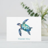 Individuelle Name Sea Turtle White Dankeskarte (Stehend Vorderseite)
