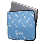 Individuelle Name-Seepferde in Blau Laptopschutzhülle (Vorderseite Links)