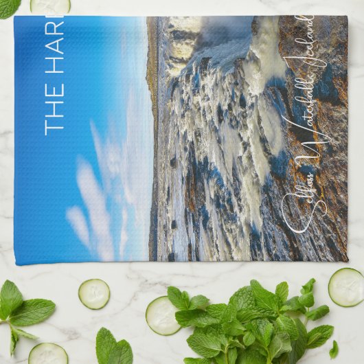 Individuelle Name Selfoss Wasserfall, Island Geschirrtuch (Gefaltet)