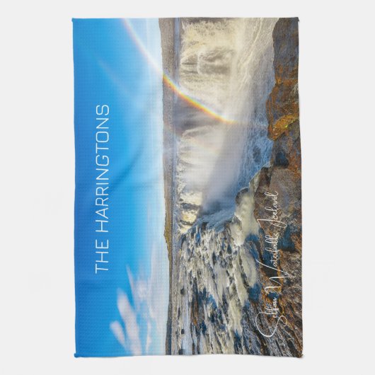 Individuelle Name Selfoss Wasserfall, Island Geschirrtuch (Vertikal)