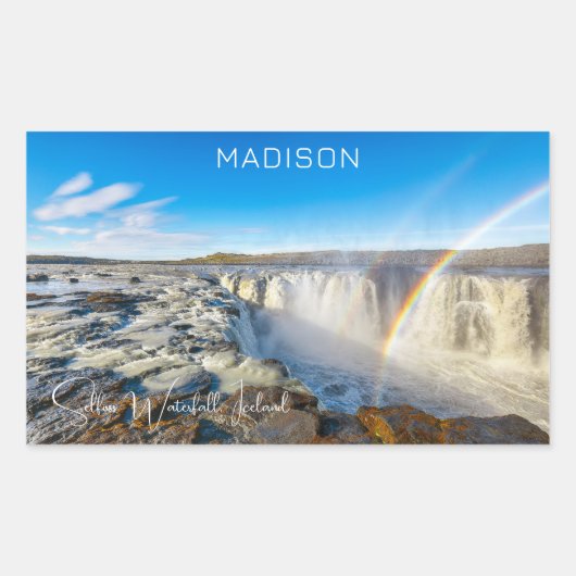 Individuelle Name Selfoss Wasserfall, Island Rechteckiger Aufkleber (Vorderseite)