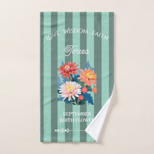 Individuelle Name September Geburtstag Blume Handt Badhandtuch Set