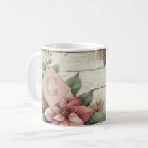 Individuelle Name Shabby Chic Pastel Poinsettias G