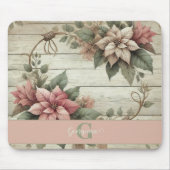 Individuelle Name Shabby Chic Pastel Poinsettias G Mousepad (Vorne)