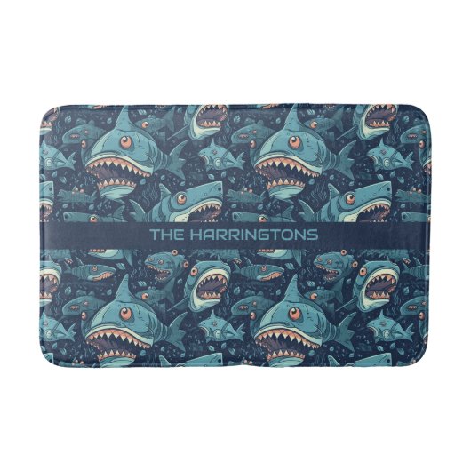 Individuelle Name Sharks Muster Badematte (Vorderseite)