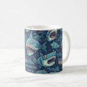 Individuelle Name Sharks Muster Kaffeetasse (VorderseiteRechts)