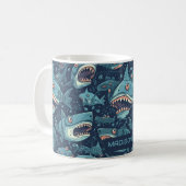 Individuelle Name Sharks Muster Kaffeetasse (Vorderseite Links)