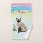 Individuelle Name Siamese Cat Pet Badhandtuch Set (Handtuch)
