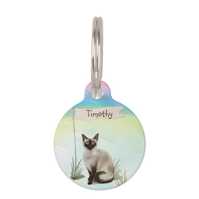 Individuelle Name Siamese Cat Pet Haustiermarke (Vorderseite)