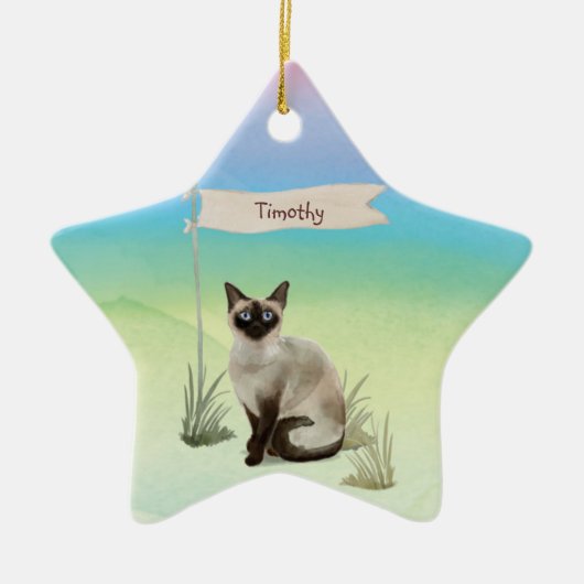Individuelle Name Siamese Cat Pet Keramik Ornament (Vorne)