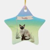 Individuelle Name Siamese Cat Pet Keramik Ornament (Hinten)