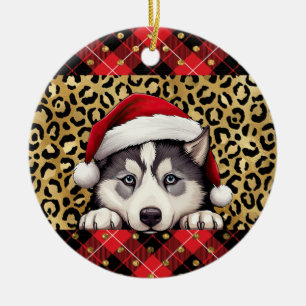 Individuelle Name Siberian Husky Hund Weihnachtsma Keramik Ornament