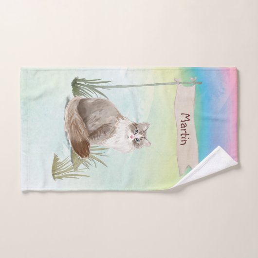 Individuelle Name Siberischer Katzen Badhandtuch Set (Handtuch)