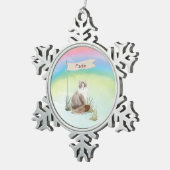 Individuelle Name Siberischer Katzen Schneeflocken Zinn-Ornament (Rechts)