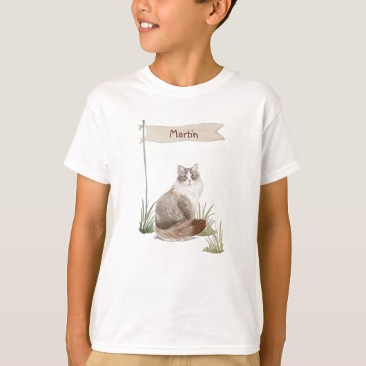 Individuelle Name Siberischer Katzen T-Shirt (Vorderseite)