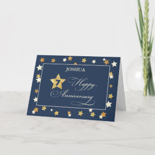 Individuelle Name Siebenter Anniversary Navy Gold Karte